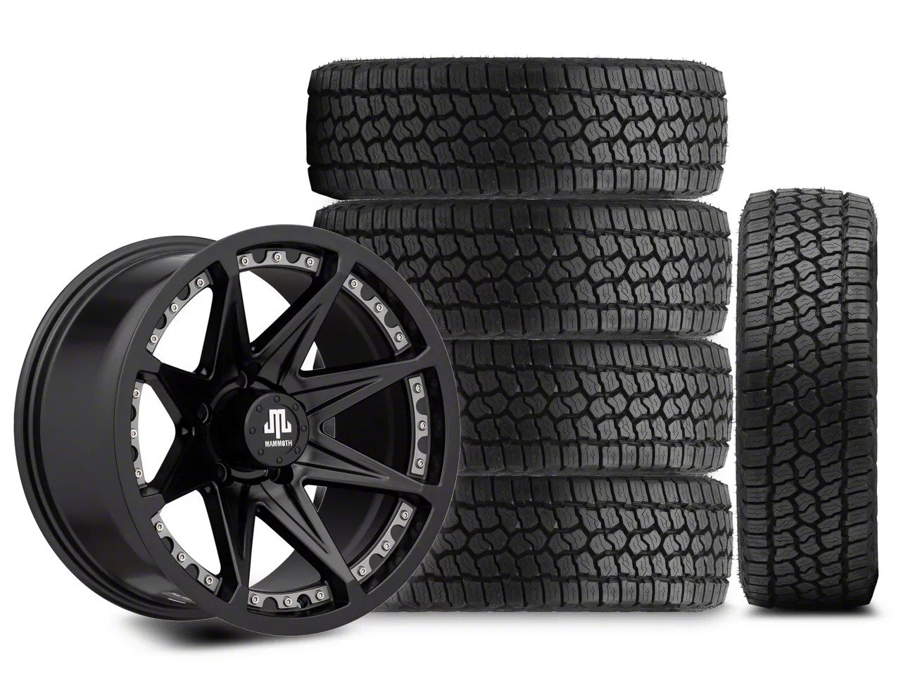 17x9 Mammoth Type 88 Wheel & 33in Milestar All-Terrain Patagonia AT/R Tire Package; Set of 5